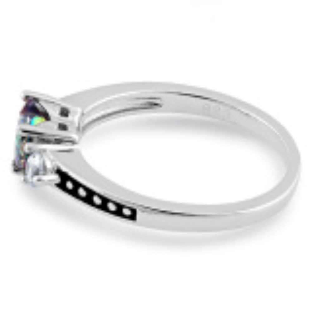 Sterling Silver Heart Rainbow Topaz CZ Ring - Picture 3 of 3